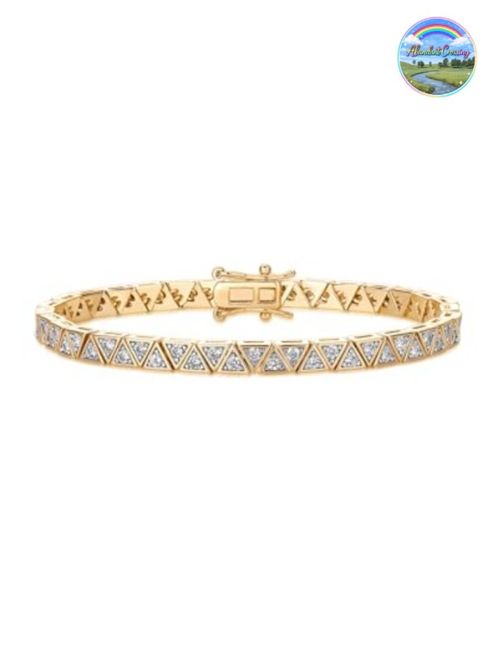 14K Gold Plated Tennis Bracelet Bezel Set CZ Trillion Cut Stackable